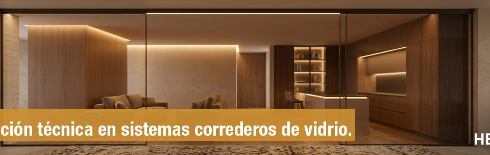 Sistema corredero de vidrio Hegox instalado en un espacio interior 1